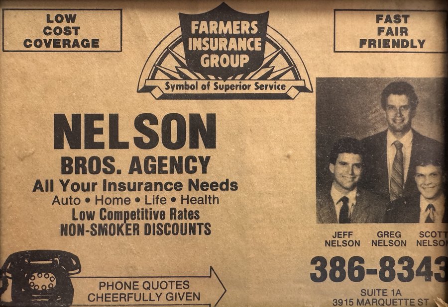 Nelson Brothers Agency's first print advertisement from the 1980s.