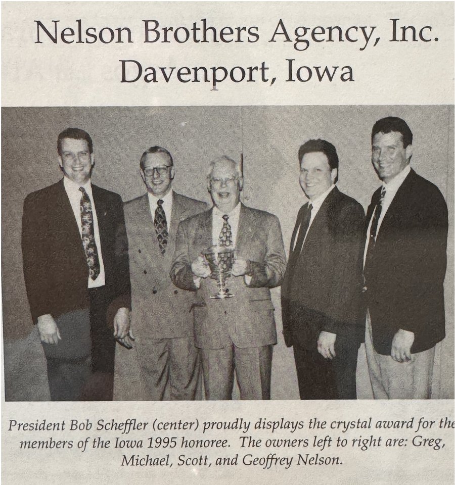 Nelson Brothers Agency's first Pekin Insurance Agency of the Year award, 1995.
